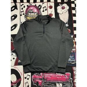 Vintage Oakley 1/4 Zip Jacket Sweatshirt Charcoal Gray Mens XL Lightweight Y2K